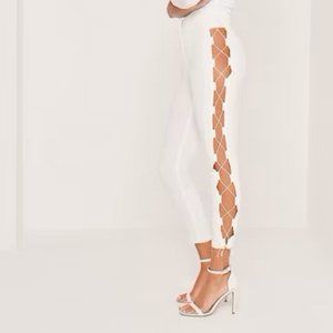 NWT Carli Bybel x Missguided lace up side Cigarette trousers - Size 6